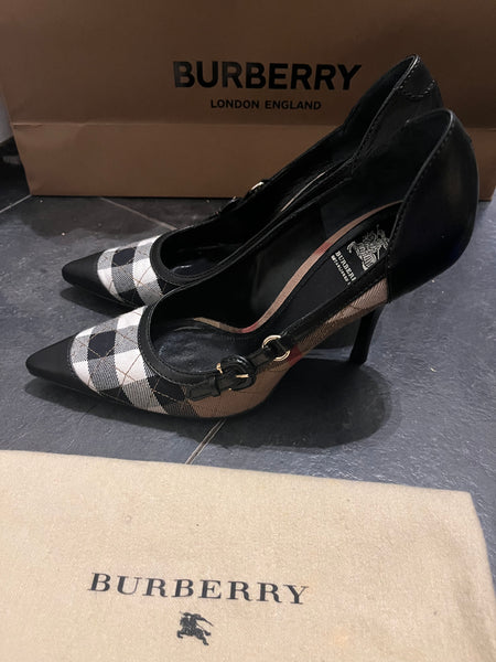 Burberry Black and Nova Check Heels