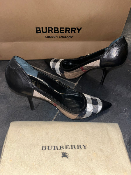 Burberry Black and Nova Check Heels
