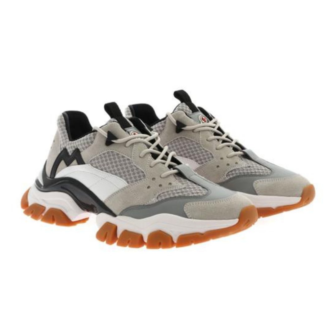 Brand New Moncler Grey Leather Suede Mesh Leave No Trace