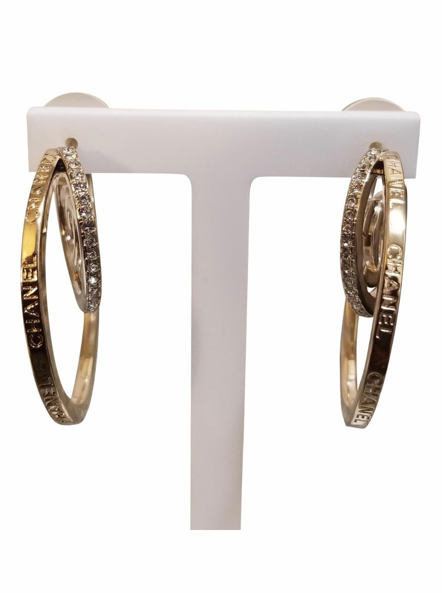 chanel crystal hoop earrings