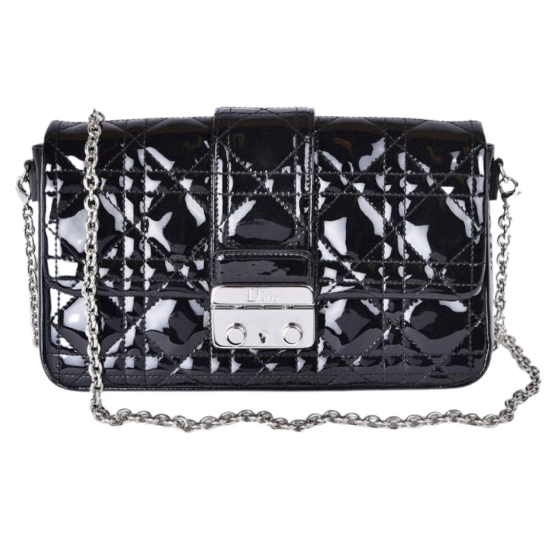 Christian Dior Black Patent Quilted Leather Miss Dior Chain