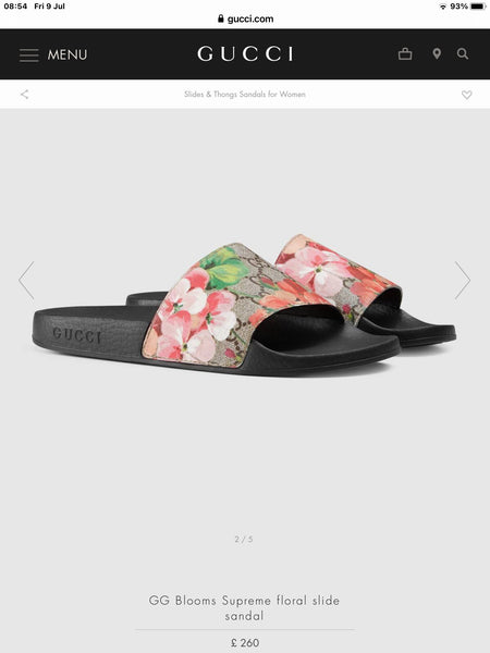 Gucci GG Blooms Supreme Floral Canvas Slides / Sliders, UK Size 3 - V & G Luxe Boutique