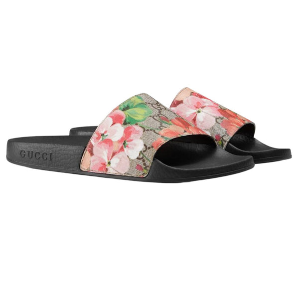 Gucci GG Blooms Supreme Floral Canvas Slides / Sliders, UK Size 3 - V & G Luxe Boutique