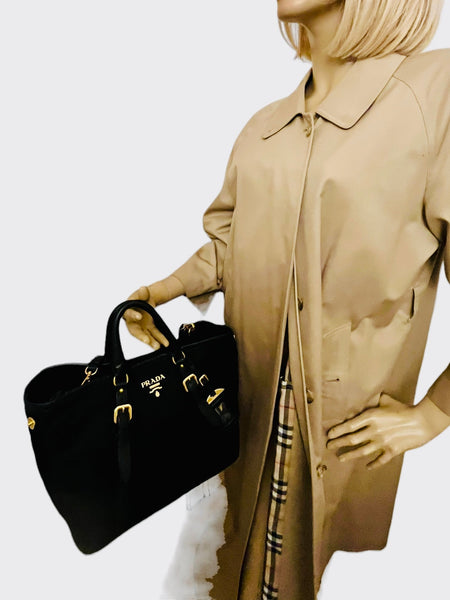 PRADA Tessuto Black Nylon Vitello Tote Handbag - V & G Luxe Boutique