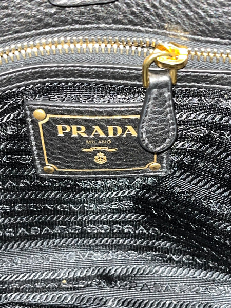 PRADA Tessuto Black Nylon Vitello Tote Handbag