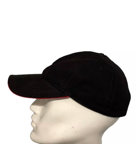 Moncler Logo-Patch Black Cotton Baseball Cap With Red Peak