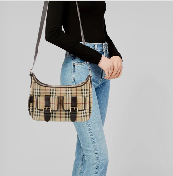 Burberry Haymarket Check Hobo Bag - V & G Luxe Boutique