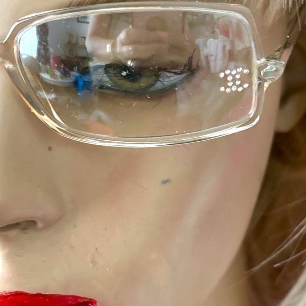 Chanel Clear CC Rhinestone Logo Sunglassses - V & G Luxe Boutique