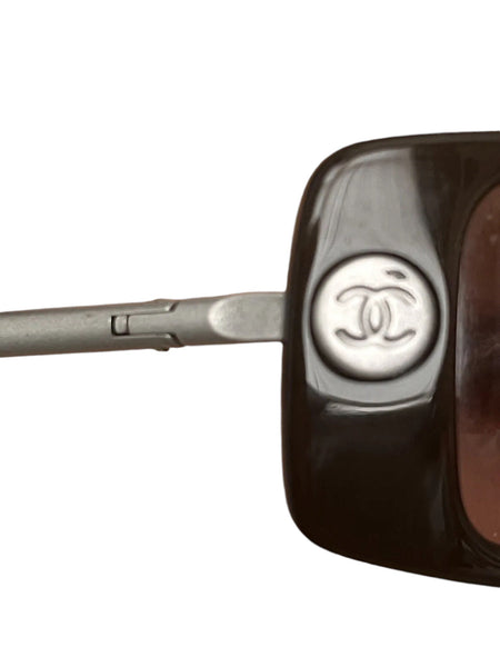 Chanel Vintage Brown Logo Wrap Sunglasses Y2K - V & G Luxe Boutique
