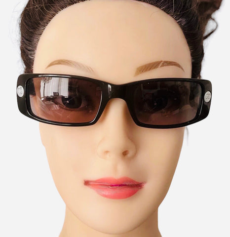 Chanel Vintage Brown Logo Wrap Sunglasses Y2K - V & G Luxe Boutique