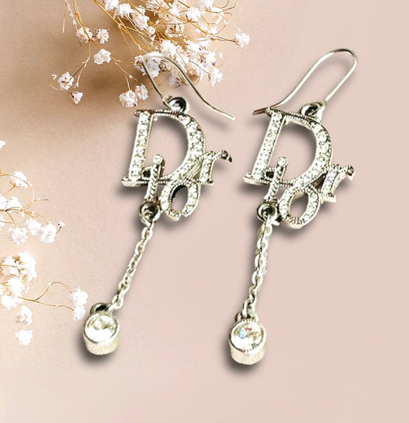 Christian Dior Crystal Logo Earrings - V & G Luxe Boutique