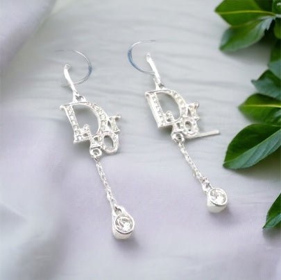 Christian Dior Crystal Logo Earrings - V & G Luxe Boutique