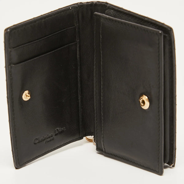 DIOR Black Cannage Patent Leather Mini Lady Wallet - V & G Luxe Boutique