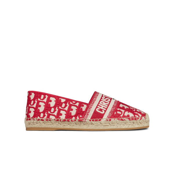 Dior Oblique Monogram Raspberry Red Espadrilles New - V & G Luxe Boutique