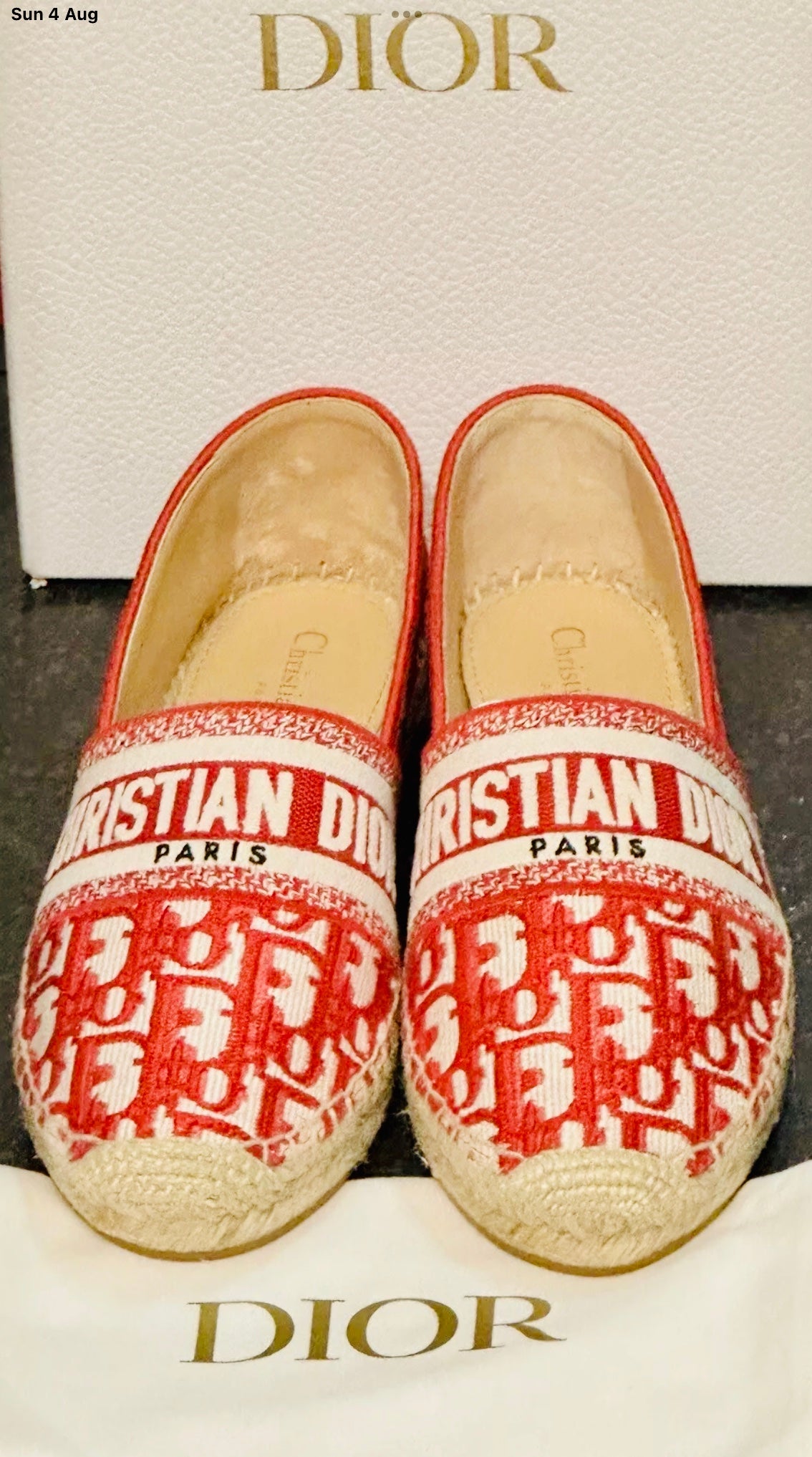 Dior Oblique Monogram Raspberry Red Espadrilles New - V & G Luxe Boutique