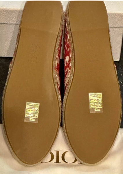 Dior Oblique Monogram Raspberry Red Espadrilles New - V & G Luxe Boutique