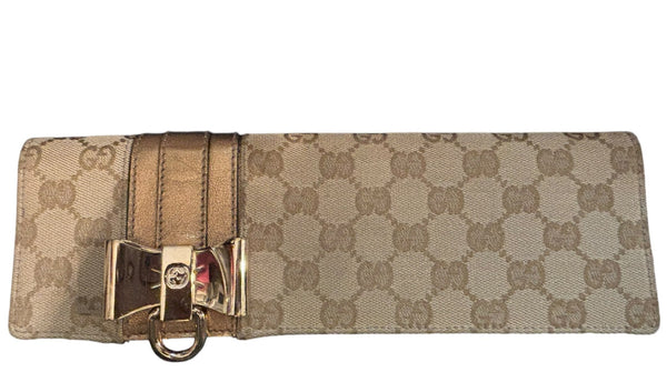 Gucci Beige GG Monogram Clutch Bag - V & G Luxe Boutique