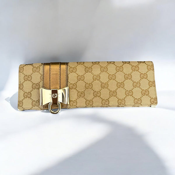 Gucci Beige GG Monogram Clutch Bag - V & G Luxe Boutique