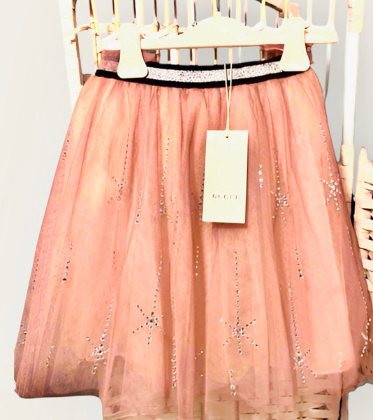 Gucci Girls Limited Collection Crystal Light Pink Tulle Skirt - V & G Luxe Boutique