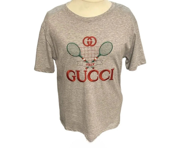 Gucci Kids Unisex BNWT Grey Tennis Logo T-Shirt - V & G Luxe Boutique