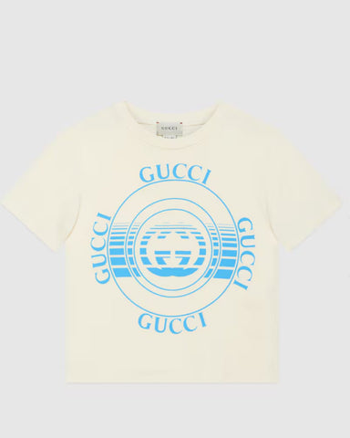 Gucci Kids Unisex BNWT Ivory Disk Print T-Shirt - V & G Luxe Boutique
