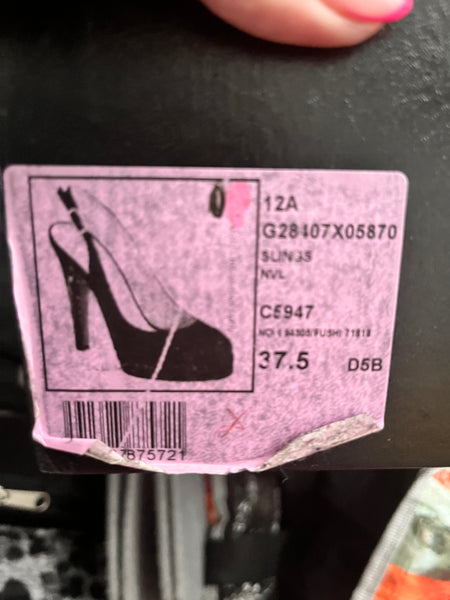 Chanel Black and Pink Platform CC Logo Heels UK 4.5