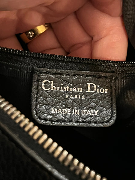 Christian Dior Black Monogram Trotter Logo Boston bag