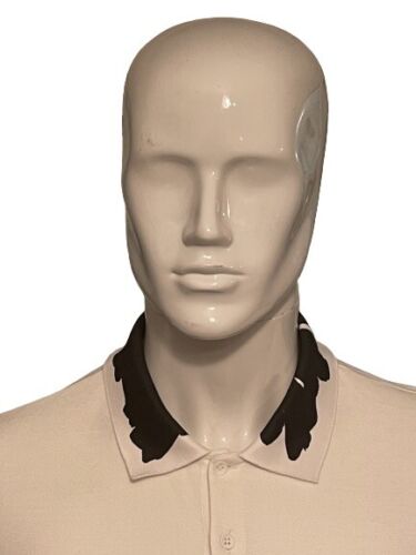 Balenciaga Men's White Contrasting Black & White Collar Polo Shirt Size Large - V & G Luxe Boutique