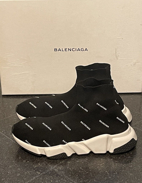 Balenciaga Speed 2.0 Recycled Knit Sneaker allover logo Size EU 37 UK 4 RRP £735 - V & G Luxe Boutique