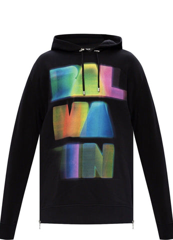 Balmain Unisex Black & Multicolour Oversized XS Hoodie - V & G Luxe Boutique