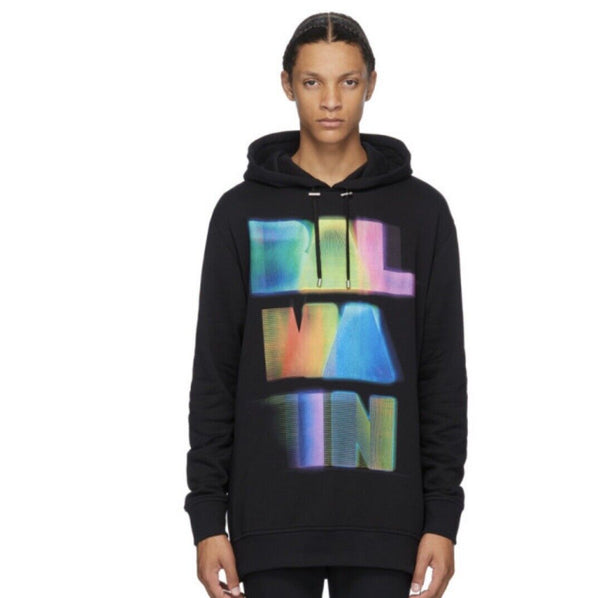 Balmain Unisex Black & Multicolour Oversized XS Hoodie - V & G Luxe Boutique