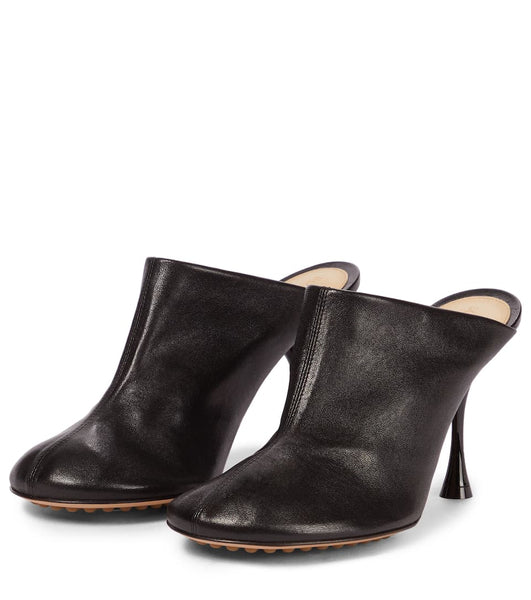 Bottega Veneta Black Dot Leather Mules - V & G Luxe Boutique