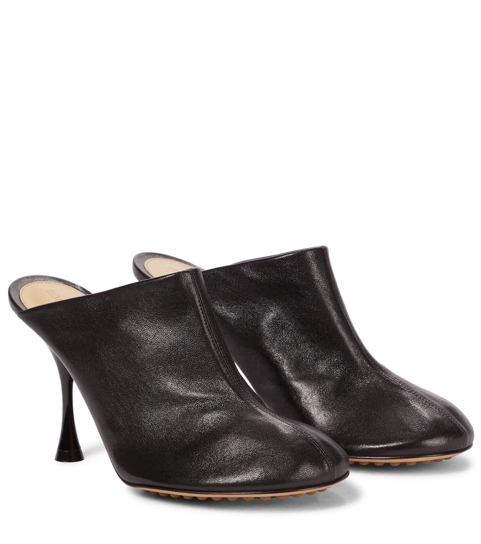 Bottega Veneta Black Dot Leather Mules - V & G Luxe Boutique