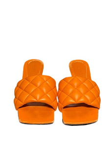 Bottega Veneta Coral Orange padded sandals Size UK 4  - V & G Luxe Boutique