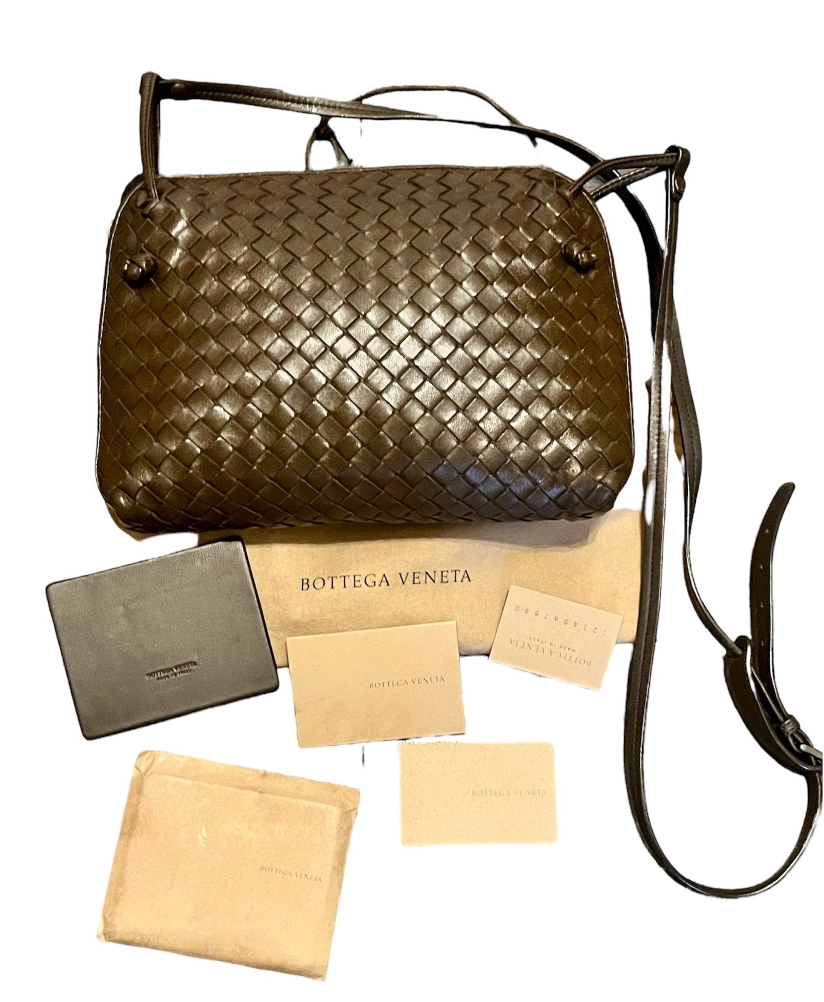 Bottega Veneta Nodini Woven Leather Crossbody Brown Bag – V & G Luxe  Boutique