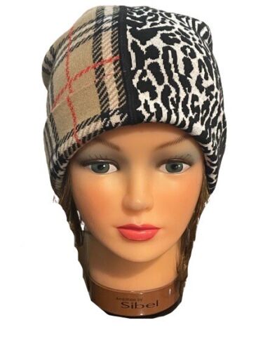 Brand New Burberry Tartan With Leopard Print Wool Beanie Hat Size 8-12 Yrs RRP £150 - V & G Luxe Boutique