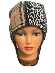 Brand New Burberry Tartan With Leopard Print Wool Beanie Hat Size 8-12 Yrs RRP £150 - V & G Luxe Boutique