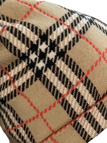 Brand New Burberry Tartan With Leopard Print Wool Beanie Hat Size 8-12 Yrs RRP £150 - V & G Luxe Boutique