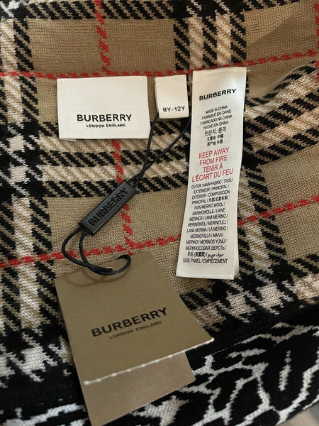 Brand New Burberry Tartan With Leopard Print Wool Beanie Hat Size 8-12 Yrs RRP £150 - V & G Luxe Boutique