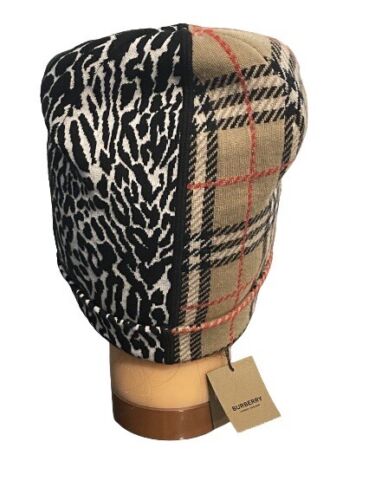 Brand New Burberry Tartan With Leopard Print Wool Beanie Hat Size 8-12 Yrs RRP £150 - V & G Luxe Boutique