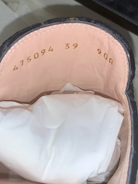 Brand New Gucci Blue GG Velvet Princetown Slipper Slide On Loafers, UK Size 6 - V & G Luxe Boutique