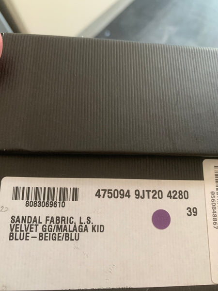 Brand New Gucci Blue GG Velvet Princetown Slipper Slide On Loafers, UK Size 6 - V & G Luxe Boutique