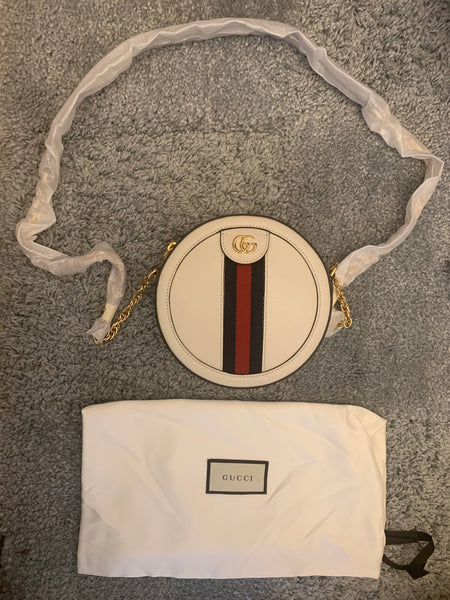 Brand New Gucci Ophidia White Leather GG Web Bag - V & G Luxe Boutique
