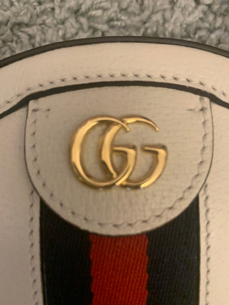 Brand New Gucci Ophidia White Leather GG Web Bag - V & G Luxe Boutique