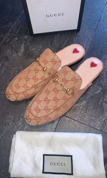 Brand New Gucci Princetown Beige Slip On Mules, UK Size 6 - V & G Luxe Boutique