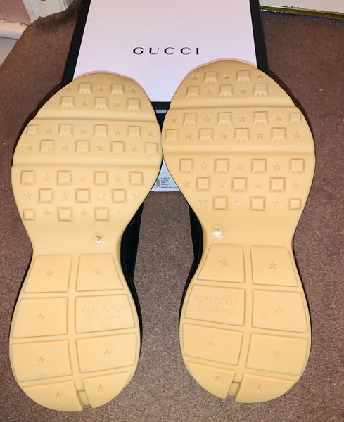 Brand New Gucci Rhyton Black Leather Trainers, UK Size 5 - V & G Luxe Boutique