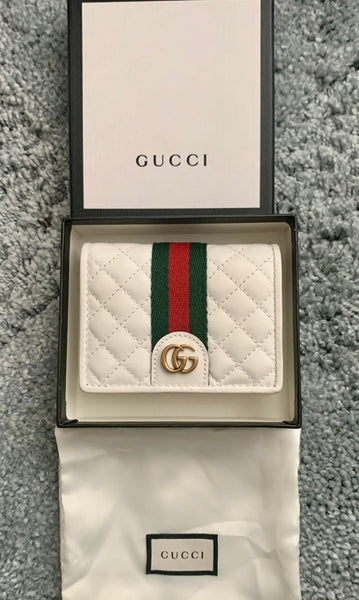 Brand New Gucci White GG Marmont Quilted Web GG Wallet / Purse - V & G Luxe Boutique