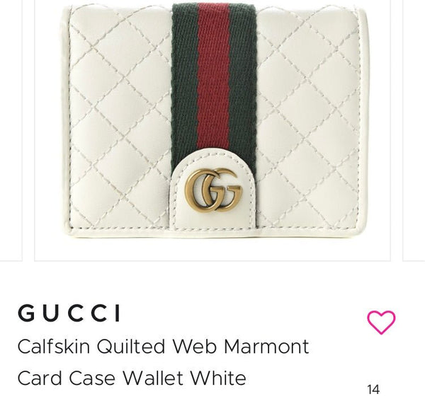 Brand New Gucci White GG Marmont Quilted Web GG Wallet / Purse - V & G Luxe Boutique