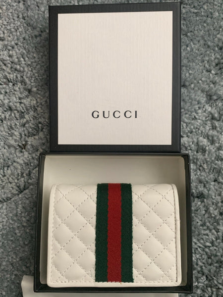Brand New Gucci White GG Marmont Quilted Web GG Wallet / Purse - V & G Luxe Boutique