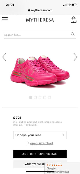 Brand New Gucci Women's Hot Pink Leather Rhyton Chunky Sneakers / Trainers, UK Size 5.5-6 - V & G Luxe Boutique